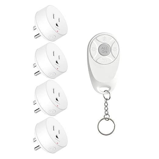 Remote Control Outlet,Greencycle Remote Light Switch and 4 Plugs,Wireless Light Switch,500ft Range,No Wiring Needed,15A/1500W for Household Appliances,FCC Certified,White