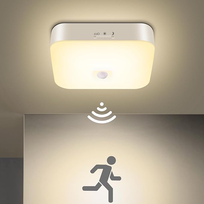 WhitePoplar Wireless Motion Sensor Light - 500LM Battery Operated Closet & Shower Light, 3000K Warm, Indoor/Outdoor for Closet, Shower, Porch, Hallway, Garage