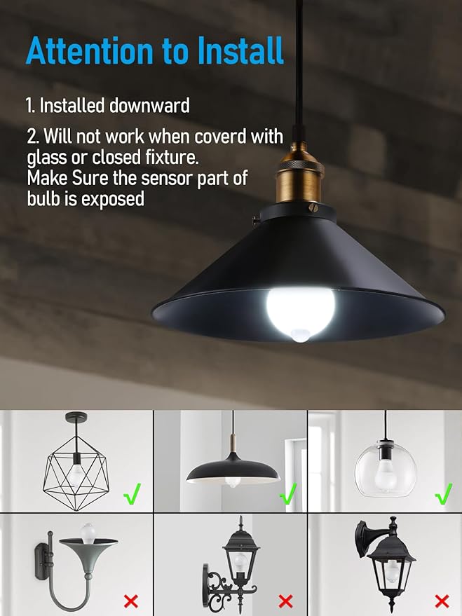 TORCHSTAR LED Motion Sensor Light Bulb, UL FCC DOE Listed, 9W (60W Eqv) 900LM, E26 Base, A19 Motion Activated LED Light Bulb for Laundry, Basement, Hallway, Closet, 6000K Pure White, Pack of 2
