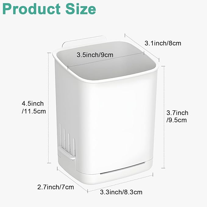 2 Pcs Toothbrush Holder Wall Mounted, No Drilling Toothbrush Holders for Bathroom, Shower Electric Toothbrush and Toothpaste Razor Holder Removable Self Draining for Bathroom Kitchen (White)