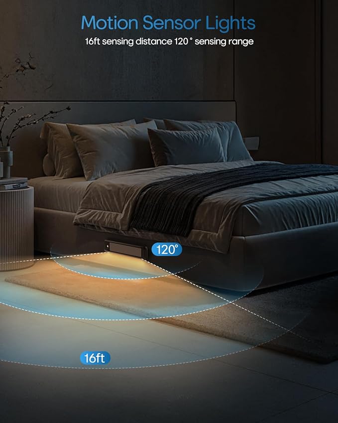 HIBOITEC Under Cabinet Lighting Wireless, 56 LED Closet Lights Motion Sensored Adjustable Brightness Magnetic 3 Color Temps Rechargeable for Kitchen Indoor Shelf Bedroom Pantry 2 Packs