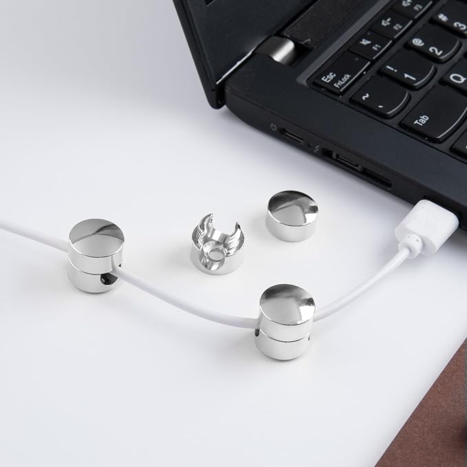3Pcs Cable Anchors for Desk, Gun Metal Cord Anchors Holder Aluminum Wire Organizers Adhesive Adjustable 2-in-1 Cord Clips Charger Cable Management for Nightstand Office Home Desktop Wall