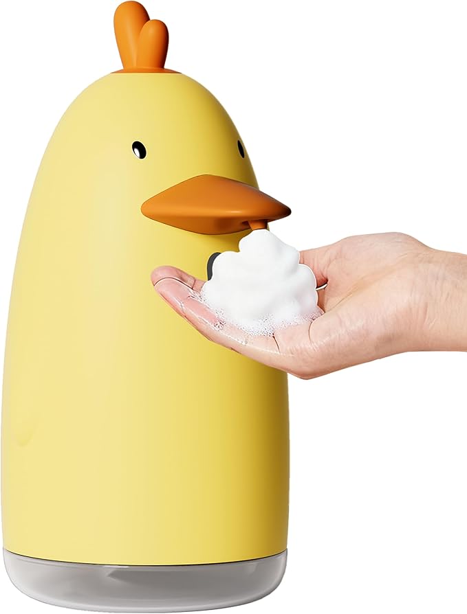 Kids Automatic Touchless Foaming Soap Dispenser, Cute Chick IPX7 Waterproof 350ML Hand Soap Dispenser for Kids Bathroom Home