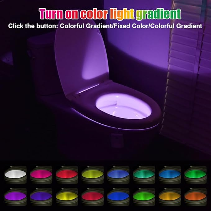 HOTUT Toilet Night Lights, 2PCS Motion Sensor with Star Projector, USB Rechargeable 16 Colors Changing LED Bowl Lights, Bathroom Accessories Decor, Funny Gift for Men, Women, Kids