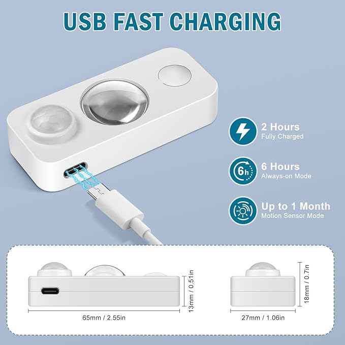 Rechargeable Motion Sensor Puck Lights, Under Cabinet Lights Wireless, LED Closet Lights Battery Operated, Dimmable Stick on Night Lights for Kitchen, Pantry, Stairway, Shelf, Warm White, 4 Pack