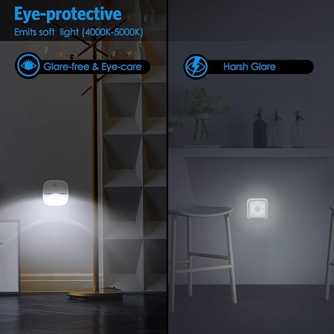 AMIR Upgraded Motion Sensor Light Indoor, Stair Lights Battery Operated, Cordless Stick-On LED Night Light for Closet, Hallway, Bathroom, Kitchen, Cabinet, Energy Efficient (White - Pack of 3)