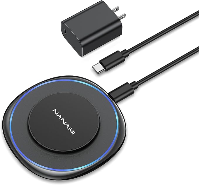 NANAMI Magnetic Wireless Charger Compatible with MagSafe Charger for iPhone 17/17 Air/16/15/14/13 Pro/Plus, Fast Wireless Charging Pad Phone Charger Mat for AirPods 3/2 Pro with USB-C 20W PD Adapter