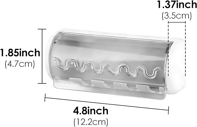 2 PCS Self Adhesive Toothbrush Holder with Cover for Bathroom, 5-Slot Wall Mounted Toothbrush Organizer Rack for Shower, Dorm, Cabinet (Grey)