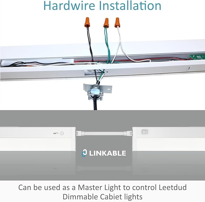 Leetdud LED Under Cabinet Lighting Motion Sensored Hardwired with Built-in Dimmer, 24 Inch 12W Dimmable 5 Color 2700/3000/3500/4000/5000K, Linkable Eyes Care for Kitchen, Counter, ETL Listed, White