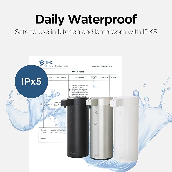 Automatic Liquid Soap Dispenser Stainless Steel Touchless Hand Soap Dispenser with Waterproof IPX5 Motion Sensor Dish Soap Dispenser for Kitchen Bathroom (Rechargeable (White))