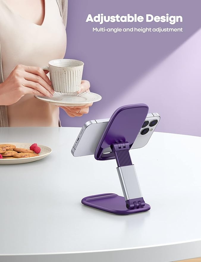 Lamicall Purple Phone Holder for Desk - Dark Purple Cellphone Stand Desk Accessories Desktop Office Must Have, Gifts for iPhone 17 16 15 14 13 Pro Max Mini, 12 11 X Plus SE, 4-8'' Telephone Stand