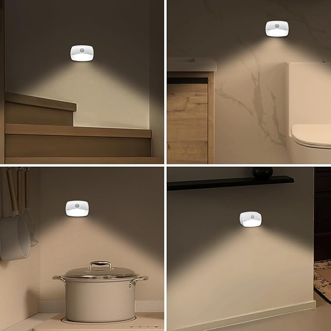 ZISUYU 6 Pack Motion Sensor Light Indoor, Battery Operated Stair Light, Wireless Stick on Anywhere Closet Lights, Led Night Lamps for Hallway Bathroom Bedroom Under Cabinet Kitchen(Cool White)