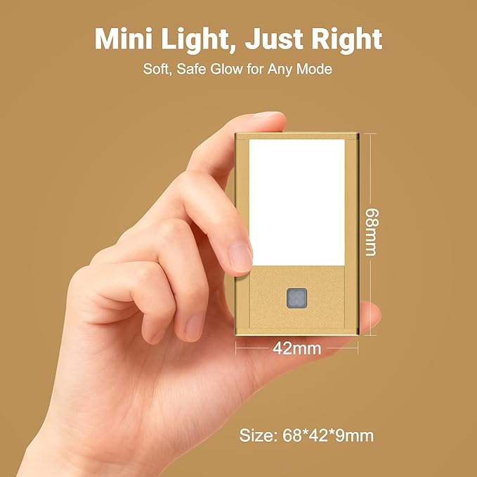 V4light Rechargeable Motion Sensor Night Lights, Ultra-Thin LED Stair Lighting for Safe Night Walking, Brushed Gold Aluminum Alloy, Magnetic Mount, 3000K Warm White Light, Ideal for Hallways & Stairs