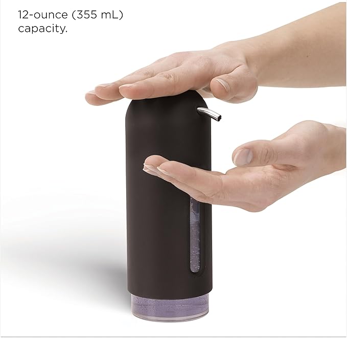 Umbra Penguin 12 oz (355 ml) Soap Pump, Kitchen Soap Dispenser, Also Works with Hand Sanitizer, Black