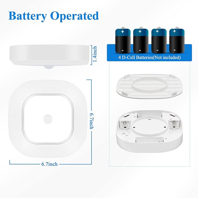 WhitePoplar Closet Light, Battery Operated Ceiling Motion Sensor LED Light, 300LM Indoor Wireless, for Hallway, Garage, Stairway, Pantry, Shed Wall, 2 Pack