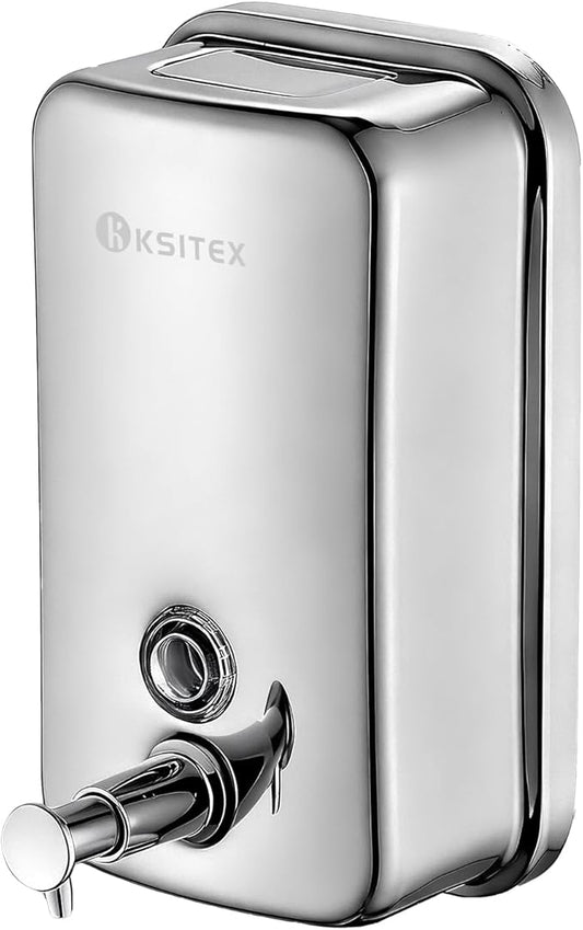 Stainless Steel Soap Dispenser Wall Mounted, 27oz Commercial Hand Soap Dsipenser, Manual Anti-Leak Pump Liquid Soap Dispenser, Rust-Proof Lining Hand Sanitizer Lotion Dispenser for Bathroom (27 OZ)