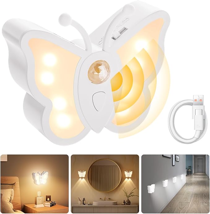 LOFTEK Motion Sensor Night Light, Rechargeable Stair Lights Indoor, Motion Sensor Light Indoor, Battery Operated Night Light for Hallway, Stairway, Bathroom, Bedroom, Kitchen, Gift, Warm White