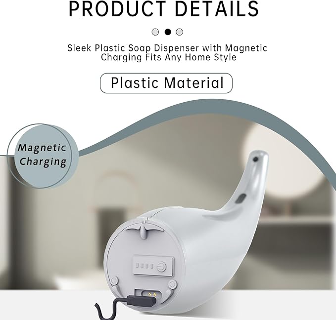 Automatic Soap Dispenser Touchless,300ML Hand & Dish Countertop Electric Liquid Rechargeable Dispenser with Sensor,Modern 4 Gear Adjustable Waterproof Kitchen Auto Soap Pump（Gray）