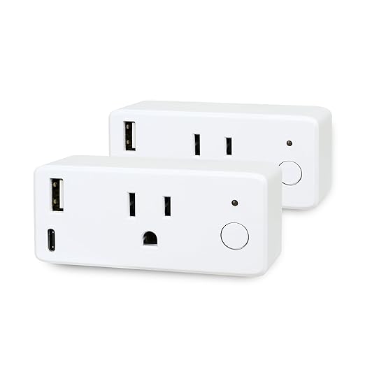 Feit Electric Smart Plug, Works with Alexa and Google Home, No hub Required, 2.4 GHz Network Only, Remote Control from Anywhere 15 Amp, Indoor Outlet for Home Appliances (Smart Plug + USB Ports, 2)