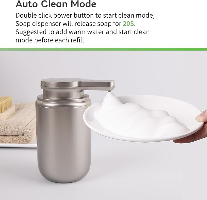 LAOPAO Automatic Foaming Soap Dispenser Plastic, Rechargeable Touchless Foam Hand Soap Dispenser for Bathroom, ABS Soap Pump for Kitchen, Water-Resistant, Xmas Gift 10oz, Plastic (NOT Metal)