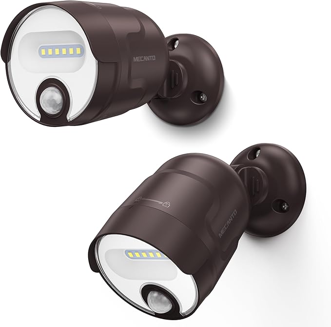 Battery Operated Motion Sensor Light Outdoor, 4000mAh Rechargeable 600 Lumen Battery Powered Spotlight Outdoor Waterproof for Porch, Garage, House (2 Pack Brown)