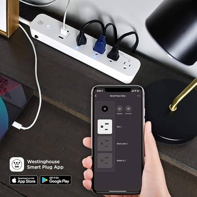 Westinghouse 94012 WH-320 Wi-Fi Smart Power Strip, Compatible with Alexa, Google Home & IFTT, No Hub Required, White