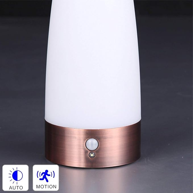 WRalwaysLX 2Pack Round Bedside Lamp PIR Motion Sensor LED Night Light,3 Modes Battery Powered Small Table Lamp,USE 3x1.5VAAA Battery,Sensitive Portable