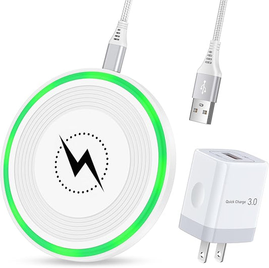 Wireless Charger Fast Charging Pad 15W with 18W Quick Charger Block Cargador Inalambrico Compatible with Samsung Galaxy S25 Edge Ultra S25+ S25 Plus Z Fold 6 Flip 6 5 S24 S24+ S24 S23 FE S22 S21 S20