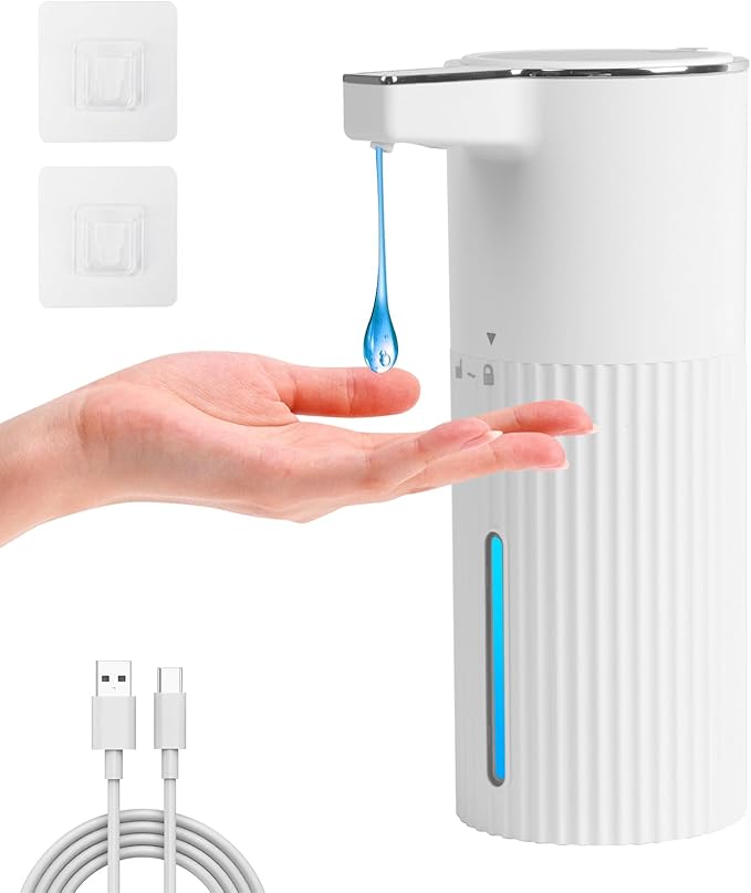 Automatic Liquid Soap Dispenser, 13.52oz/400ml Rechargeable Touchless Smart Lotion Soap Dispenser, Hand Dish Soap Dispensers for Bathroom & Kitchen - Wall Mounted, 4 Adjustable Level, IPX5 Waterproof