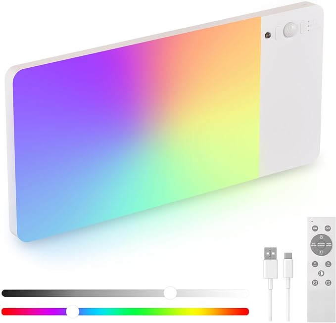 FULEN Rechargeable Motion Sensor Ceiling Light RGB Color,Closet Light, LED Shower Lights, Ceiling Lamp for Bathroom,Pantry,Garage