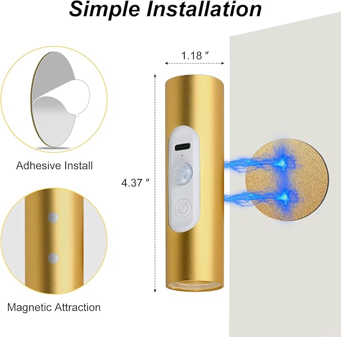 Battery Operated Wall Sconce Set of 2, Magnetic Stick on Wall Lights Motion Sensor Night Lights Indoor with Remote Control, Rechargeable Wireless Up and Down Wall Sconces, 3 Modes Dimmable, Aluminum