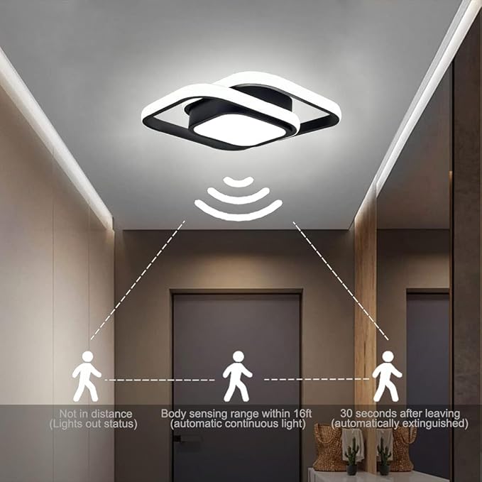 Motion Sensor LED Ceiling Light Indoor, 36W Cool White Mount Motion Activated Light Fixture Modern Flush Mount Ceiling lamp for Closet Laundry Bathroom Hallway Stair Porch Basement. (2pack)