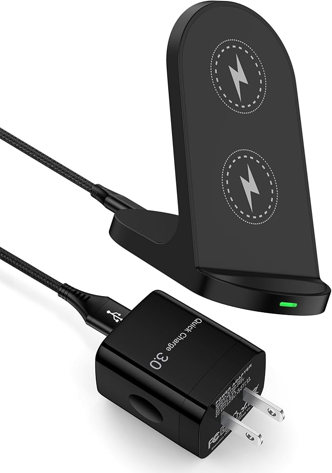 15W Wireless Charger Stand for Samsung Galaxy S26 S25 S24 Ultra S23 Plus, Fast Charging Station with QC 3.0 Adapter, Qi-Certified Phone Charger Stand for Galaxy Z Fold 7/6, iPhone 17 16, Google Pixel