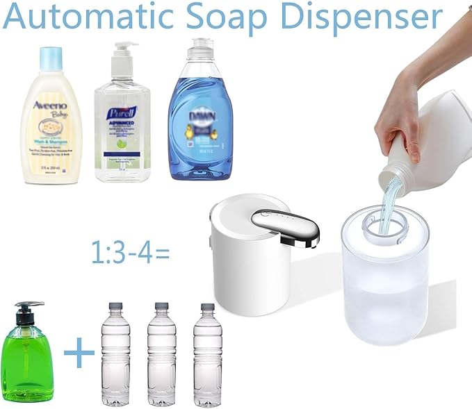 2Pack Automatic Foaming Soap Dispenser, Touchless Soap Dispenser Wall Mount 4 Level Adjustable Sensor Electric Soap Hand Dispenser,USB C Rechargeable Dish Dispenser for Bathroom