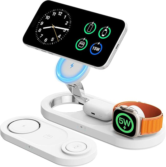 2026 for Apple Watch 5W Fast Charger：（15W） 3 in 1 Wireless Charging Station for Apple Mag-Safe Charger Stand,Fast Magnetic Wireless Charger Station for iPhone17 16 15 14 13 12 Series,Airpods, Watch