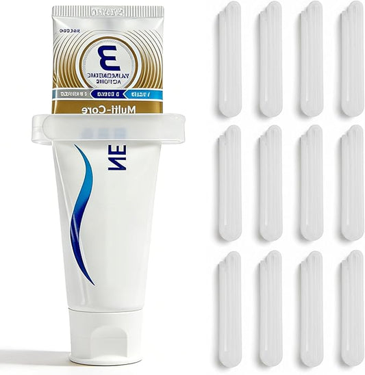 12-Pack Tube Squeezer Tool for Toothpaste, Paint & Cream - Wide Slot (Up to 2.6") Zero Waste Plastic Dispenser Clip by JM.JEEMI - Reusable Manual Squeezers for Bathroom, Home & Art Studio