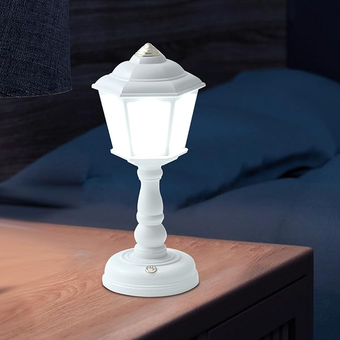 Mini Desk lamp Vintage, LED Dimmable Table Reading with USB Charging Port, Sensitive Control, Eye-Caring Office Lamp,Very Beautiful Decorative (White), FGXYD-001