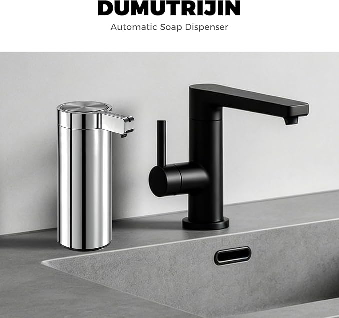 Touchless Automatic Soap Dispenser Wall Mount Stainless Steel with Sensor Infrared 9 oz Electric IPX5 Waterproof USB-C Charging Motion Sensor for Kitchen & Bathroom (Chrome Silvery)