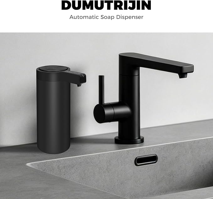Touchless Automatic Soap Dispenser Wall Mount Stainless Steel with Sensor Infrared 9 oz Electric IPX5 Waterproof USB-C Charging Motion Sensor for Kitchen & Bathroom (Black)