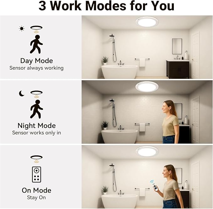 Rechargeable Ceiling Light No Wiring - Battery Operated Led Lights for Bedroom with Remote, Motion Sensor Night Light Indoor Hallway, Living Room, Bathroom, Home & Kitchen Decor Lighting (4)