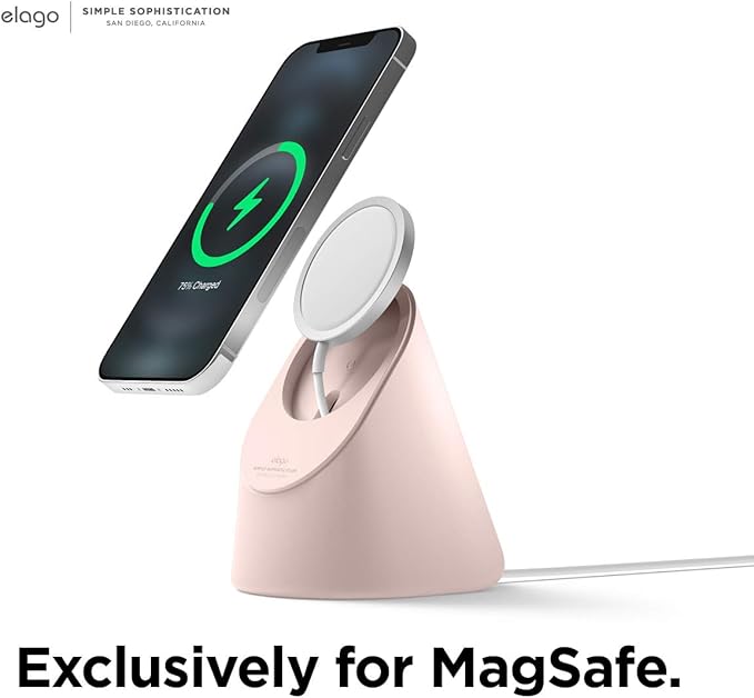 elago MS1 Charging Stand Compatible with MagSafe Charger - Premium Silicone Stand Compatible with iPhone 17/16/15/14/13/12 Series, for iOS Standby Mode [Sand Pink] [Charging Cable Not Included]