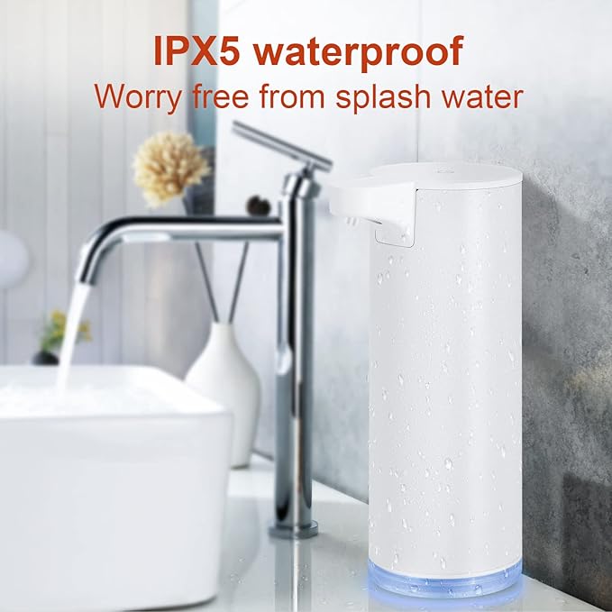 Automatic Soap Dispenser: LAOPAO Rechargeable Touchless Foaming Soap Dispenser Stainless Steel Foam Soap Pump for Bathroom Kitchen Xmas Gift, 9oz, White