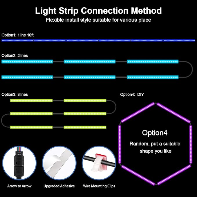 RGB Under Cabinet Lights with Motion Sensor, 6 Pre-Cut LED Strip Lights with Remote Control, Music Sync Color Changing Closet Lights, for Kitchen, Counter, Shelf, TV Backlight, Bookcase, 9.8ft