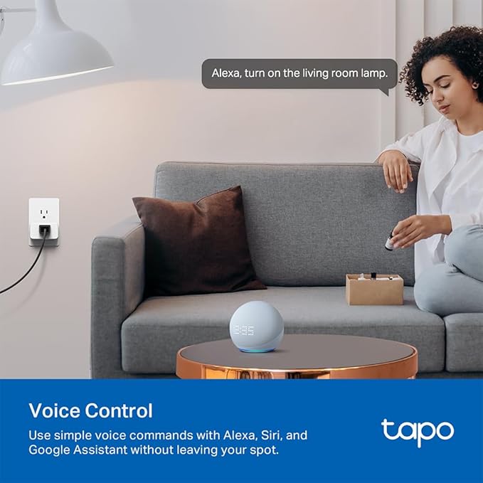 TP-Link Tapo Smart Plug Mini, Matter Compatible, Compatible with Alexa, Google Home & Samsung SmartThings, Energy Monitoring, 15A, UL Certified, 2.4G Wi-Fi Only, Tapo P110M(4-Pack)