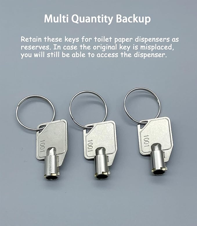 Metal 1001 Dispenser Key, Exquisite Dispenser Key for Select Models of ASI/Bobrick/Frost/Bradley Soap Dispensers.Silver.Pack of 3