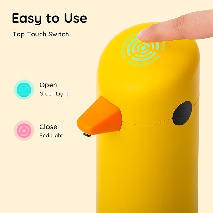 Besdor Automatic Soap Dispenser, Yellow Duck Cute Touchless Soap Dispenser, Infrared Sensor, Battery Powered, for Bathroom Kitchen