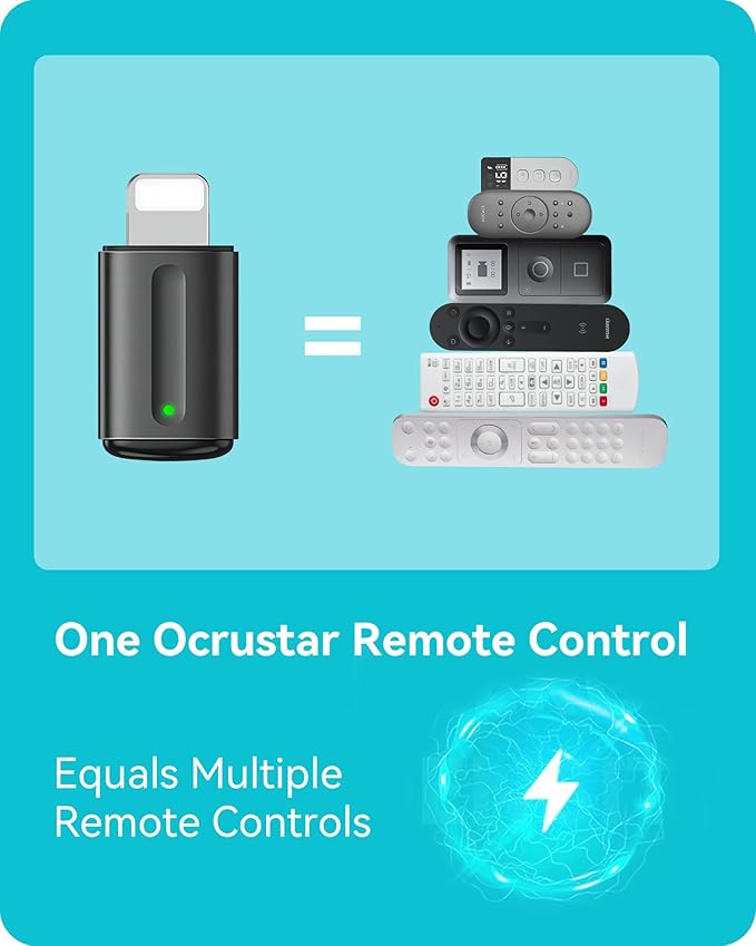 Universal Remote Control Adapter for iPhone All in One Remote Control for TV/AC/DVD Compatible with Samsung, Sony, Panasonic, Sharp, LG and More. (Black, for Lightning Plug iOS)