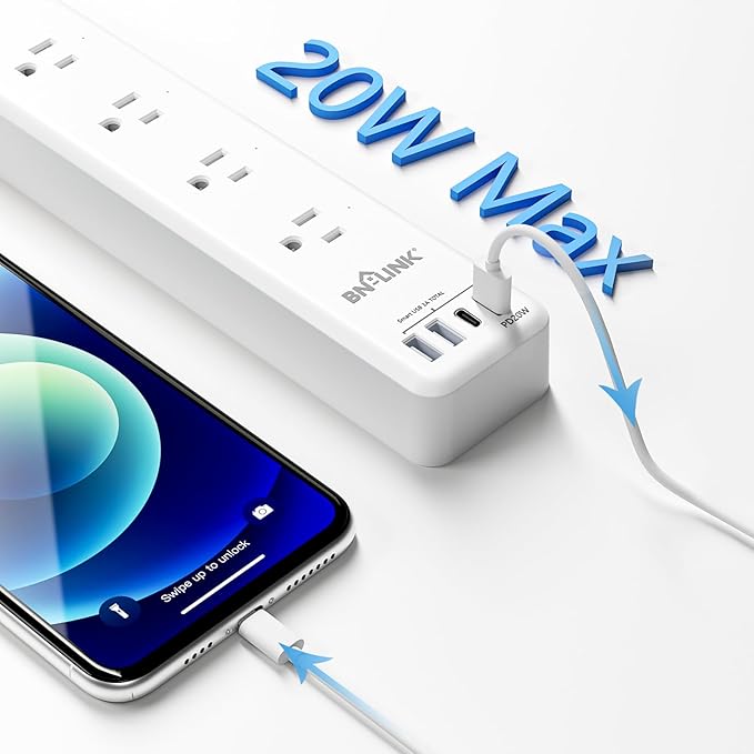 BN LINK Smart Plug Power Strip，Surge Protector with 4 Individually Controlled Smart Outlets, 4 USBs (incl. 20W USB-C), Compatible with Alexa and Google Home