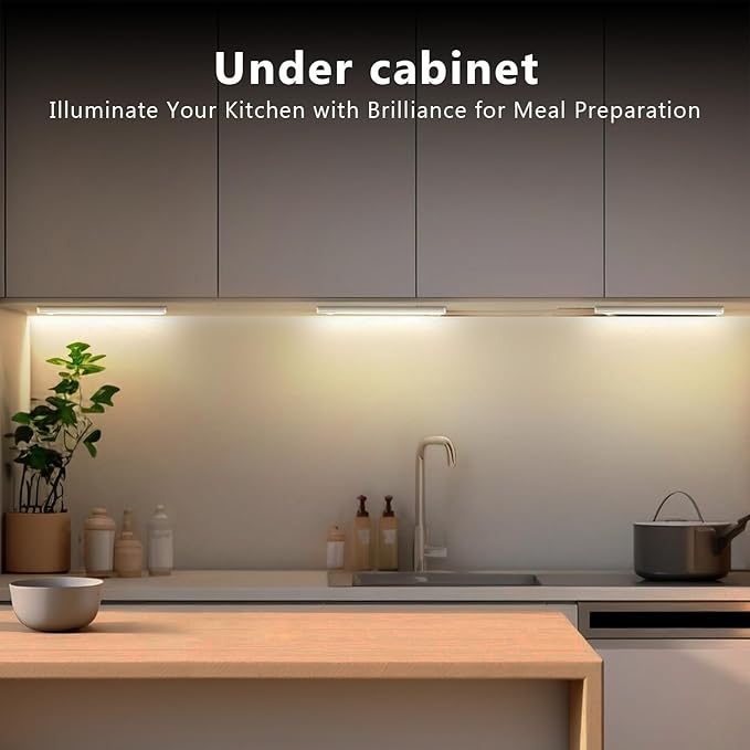 Under Cabinet Lighting, 2 Pack Under Cabinet Lights Rechargeable, Motion Sensor Light Indoor, 3 Color Temps, 5 Levels Dimmable Magnetic Closet Lights, Wireless Under Counter Lights for Kitchen, Stairs