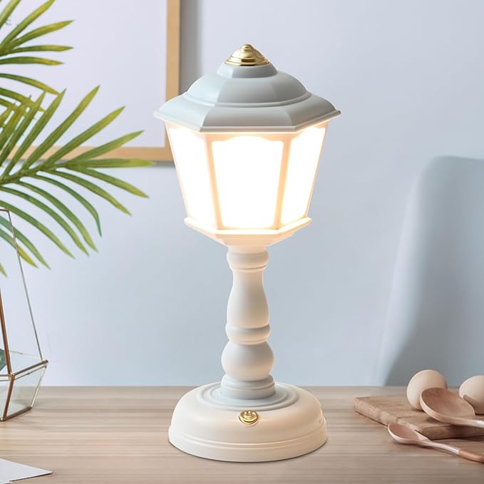 Mini Desk lamp Vintage, LED Dimmable Table Reading with USB Charging Port, Sensitive Control, Eye-Caring Office Lamp,Very Beautiful Decorative (White), FGXYD-001